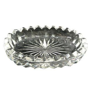 Dish Oval Starburst Glass Mint Candy Saw Tooth Rim Elegant Mid-Century